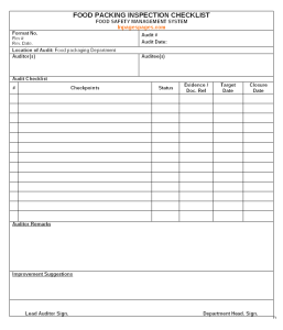 Food packing audit process