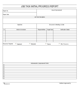 Job task initial progress documents