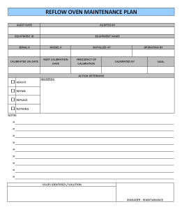 Reflow oven – equipment maintenance planning