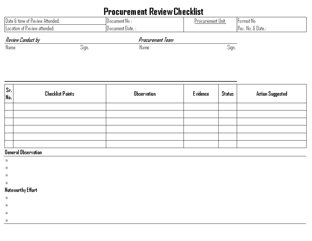 Procurement review documentation