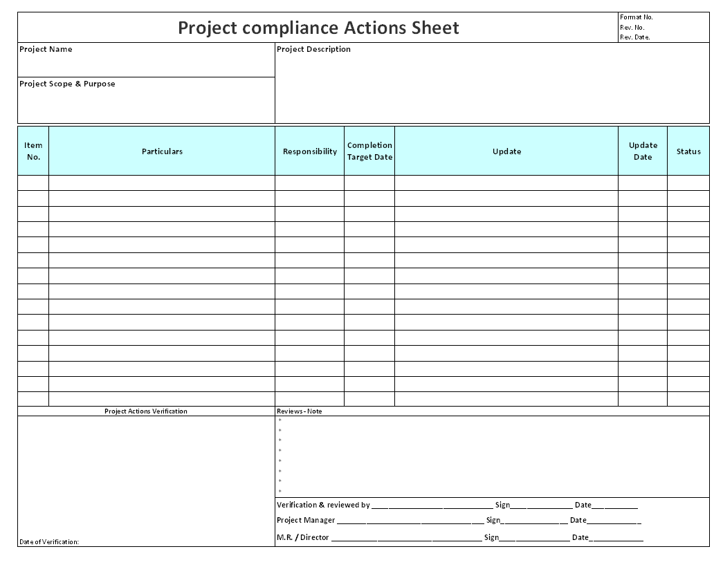 Project compliance documentation