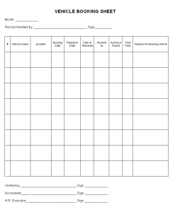 Vehicle booking documents