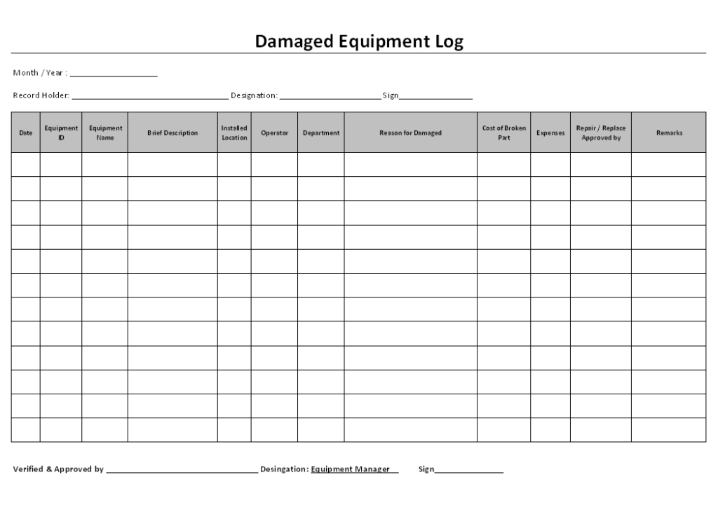 Damaged equipment process