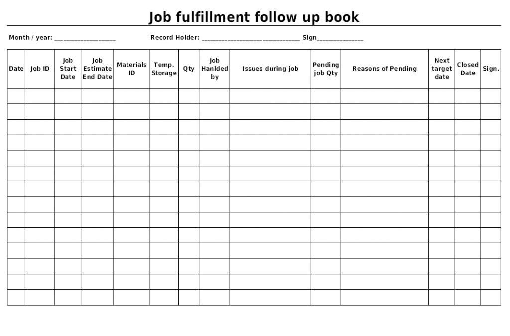 Job fulfillment and follow up documents