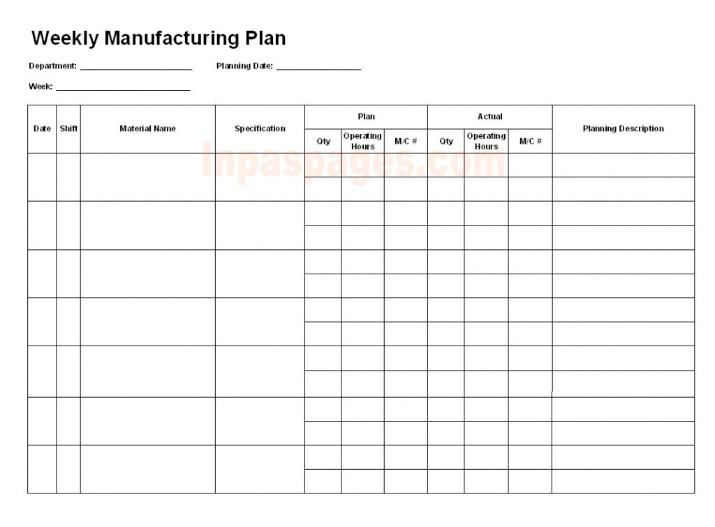 Weekly manufacturing planning documents