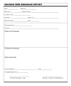 Machine wire breakage document