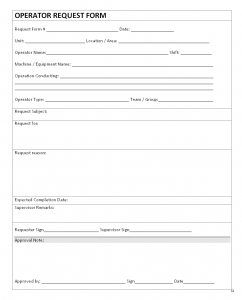 Machine / equipment operator request process