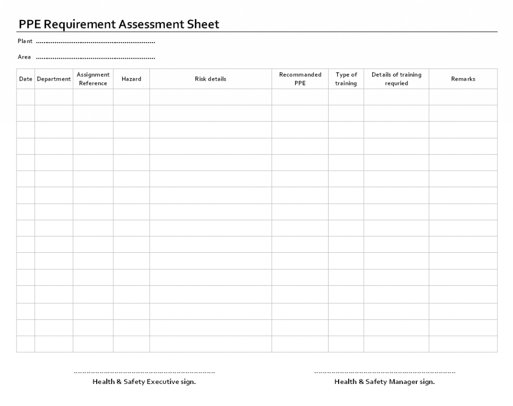 Ppe Requirements Assessment Document