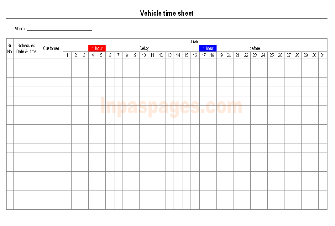 Vehicle time sheet