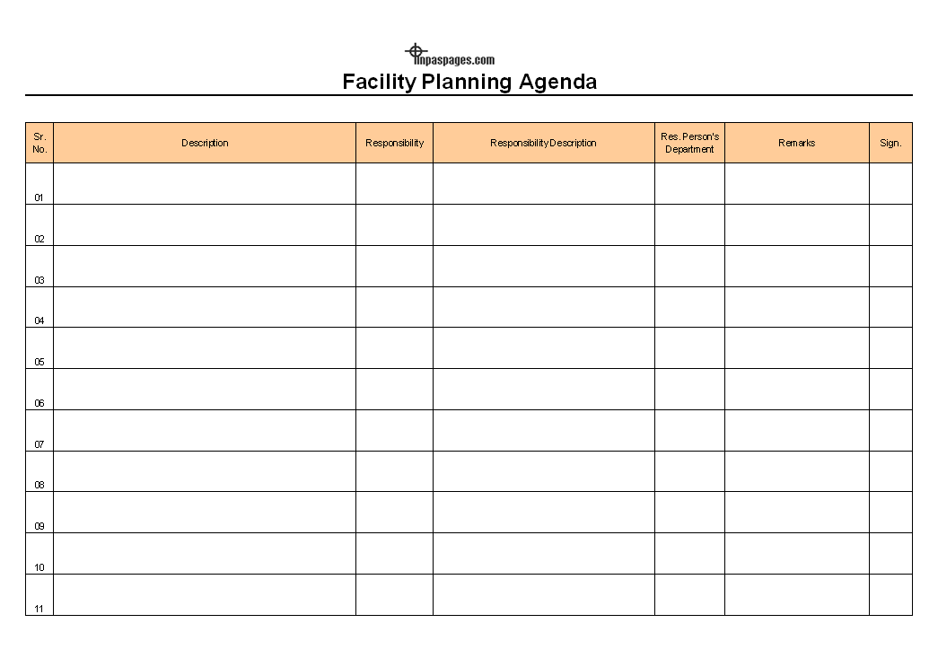 Facility Planning Agenda template